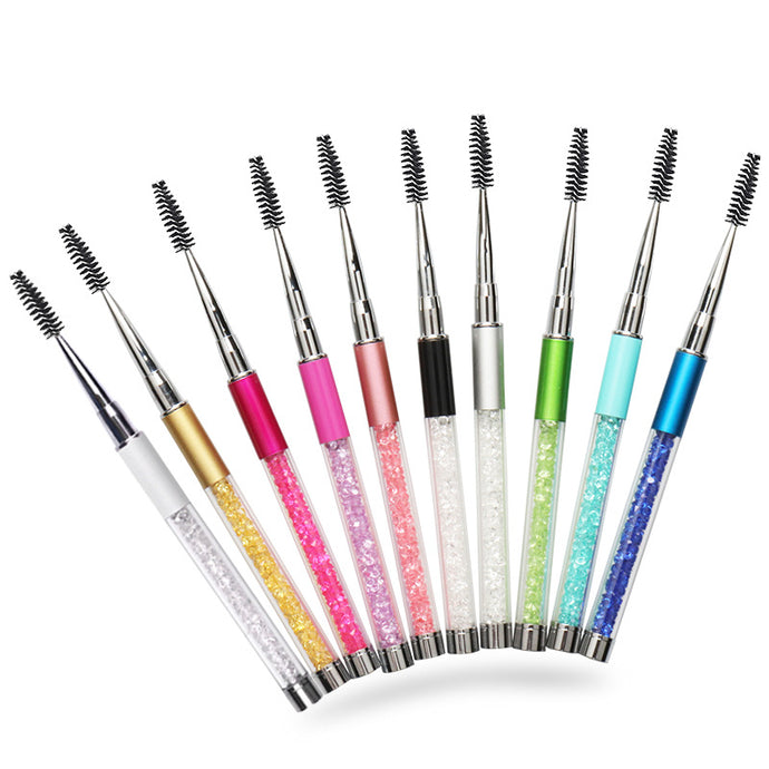 Colorful Rhinestone Handle Eyelash Extension Makeup Mascara Wand Crystal Eyelash Brush